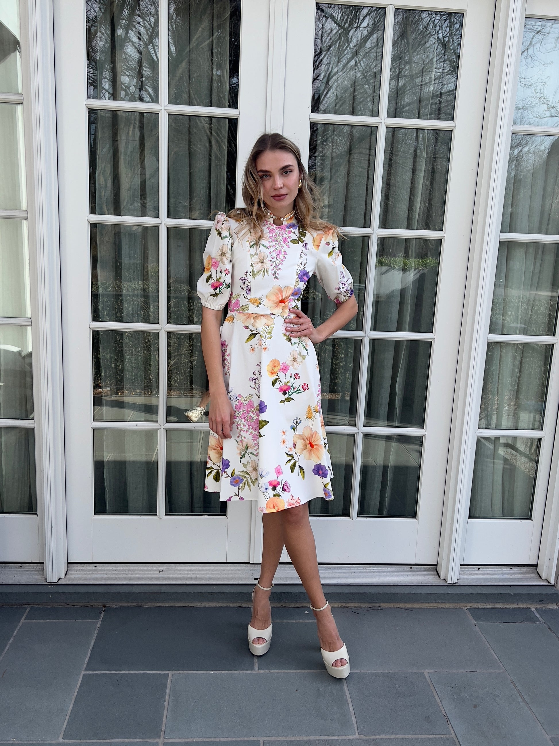 White floral print cotton dress Levia New York White floral print cotton dress Levia New York