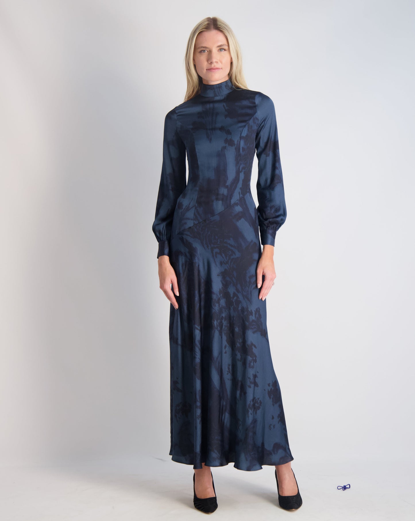 Two Toned Blue Viscose Bias Dress