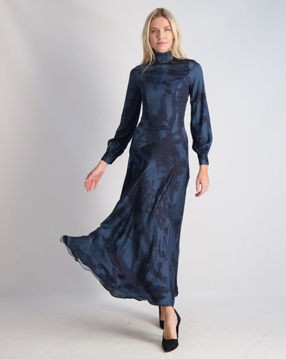 Two Toned Blue Viscose Bias Dress